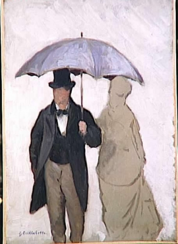 雨傘を差す男と女