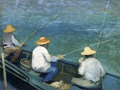 三人の小舟の釣り人